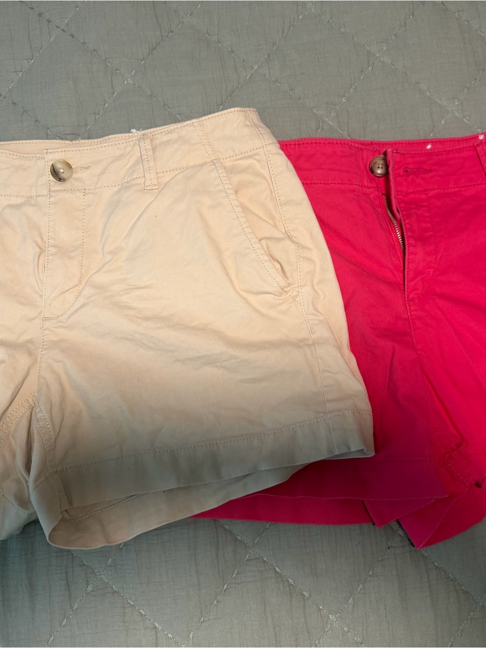 LOFT Beige and Hot Pink Bermuda Shorts Duo